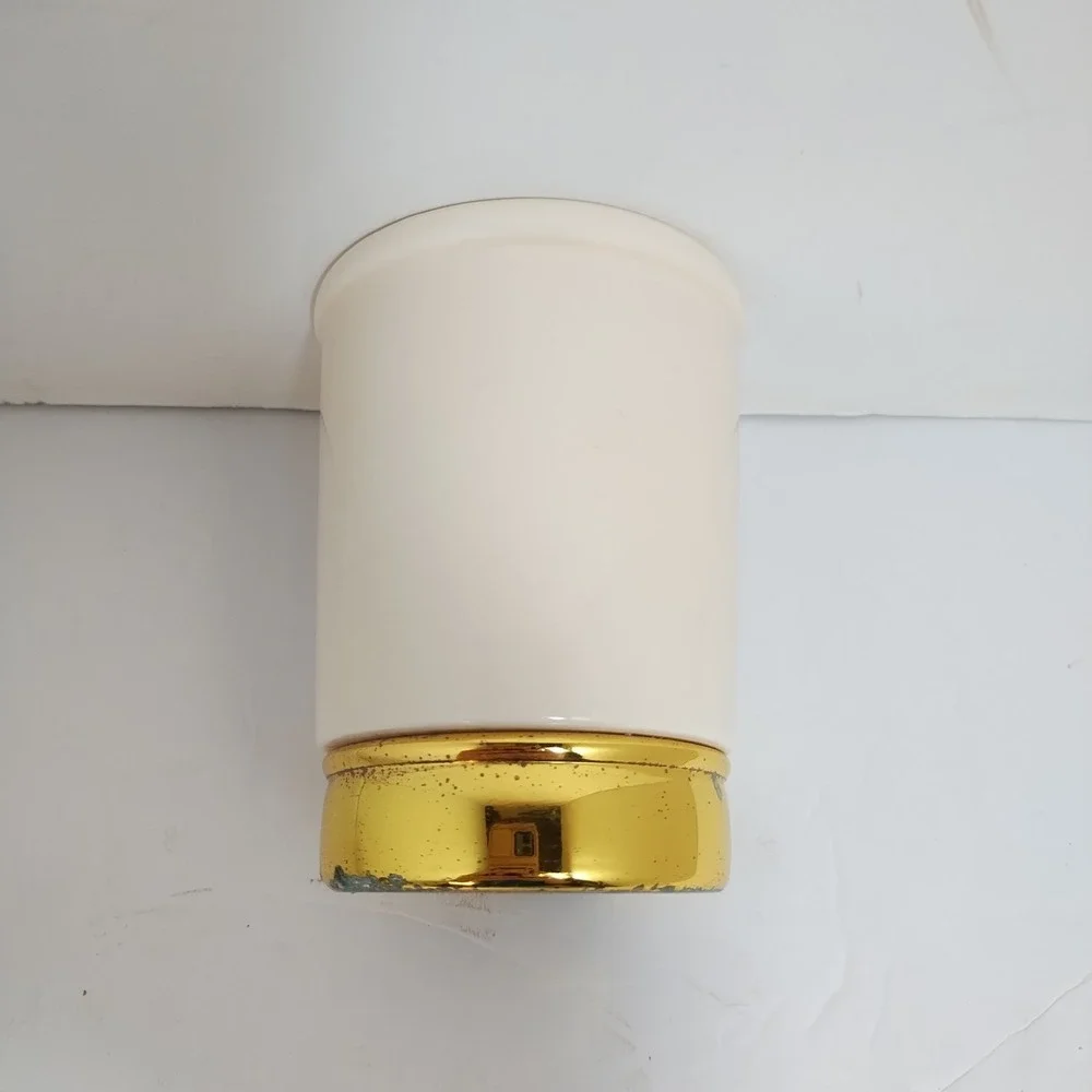 Vintage InterDesign York Bath Tumbler Cup‎ Brass Vanilla